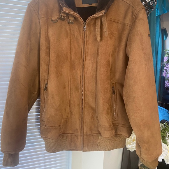 Vintage Sean John Suede Brown Bomber Fur Lined Coat/Jacket Size XXL